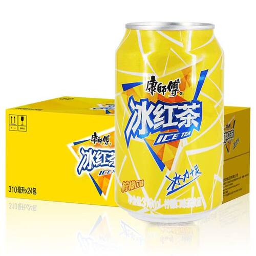 康师傅冰红茶果味茶饮品310ml*24罐/箱包装夏日休闲柠檬口味好喝