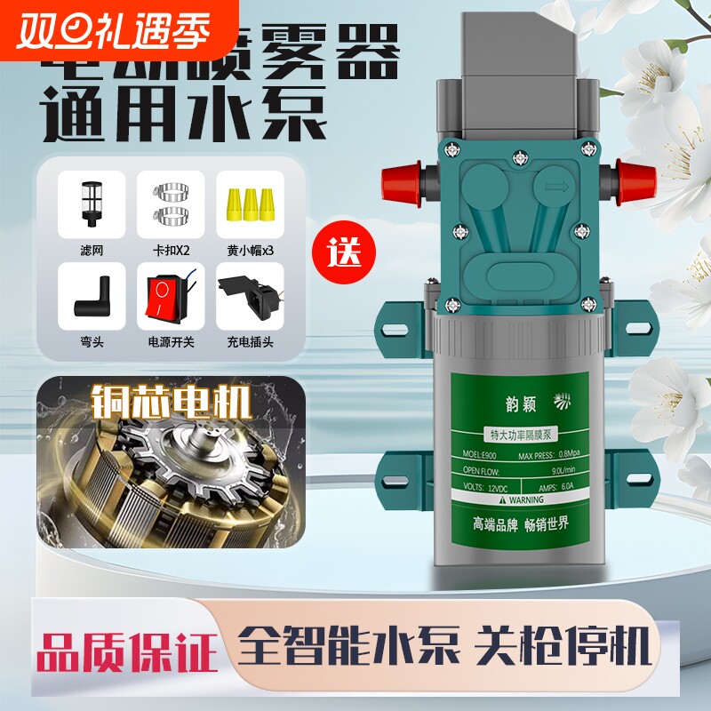 电动喷雾器高压泵12v电机马达配件大全打药机大功率水泵隔膜泵