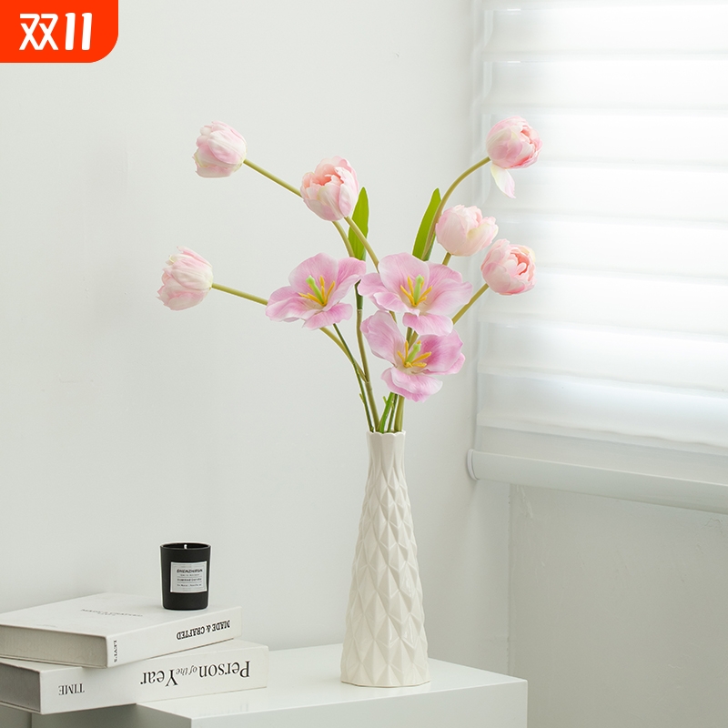 郁金香百合假花仿真花摆设高级仿生花装饰花艺摆件插花高档花束