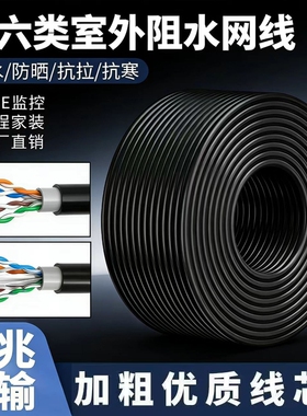 国标超五类室外网线0.5纯铜POE监控双层皮网络线CAT5e无氧铜300米