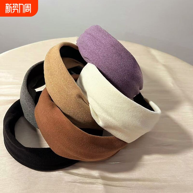 紫色绒面宽边发箍女拍照出片高颅顶洗脸压发头箍发卡百搭发饰