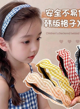 夏日麻花格子发箍女2025新款高颅顶头箍外戴压发发卡少女感发饰