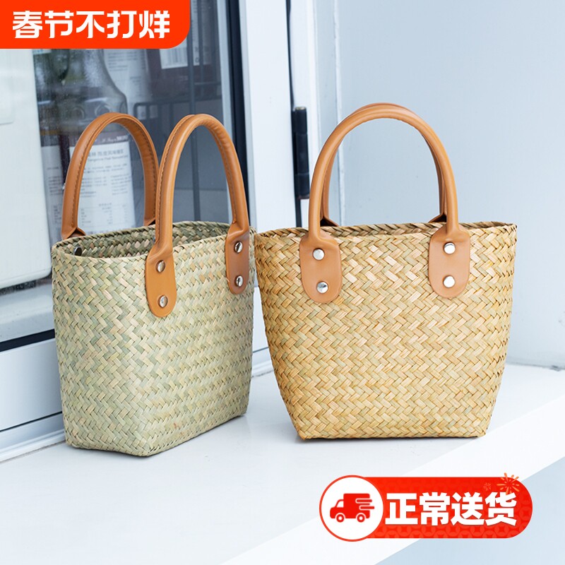 草编包手工编织小众设计手拎女包时尚气质手提小包海边度假沙滩包