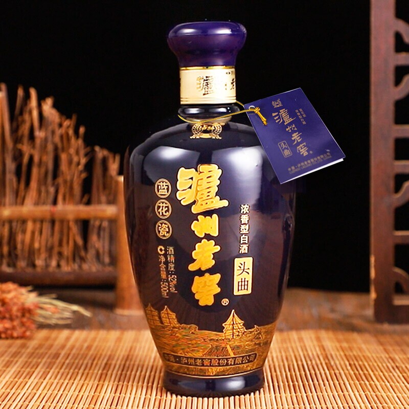 52度泸州老窖蓝花瓷头曲500ml装 裸瓶单瓶配礼品袋