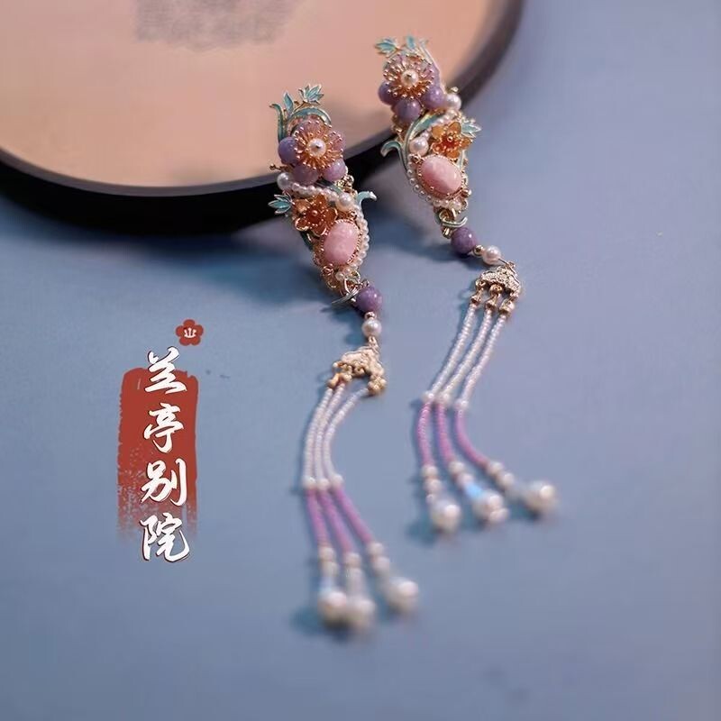 精致新中式汉服花朵头饰发饰旗袍发卡发夹女生侧边夹古风仙气配饰