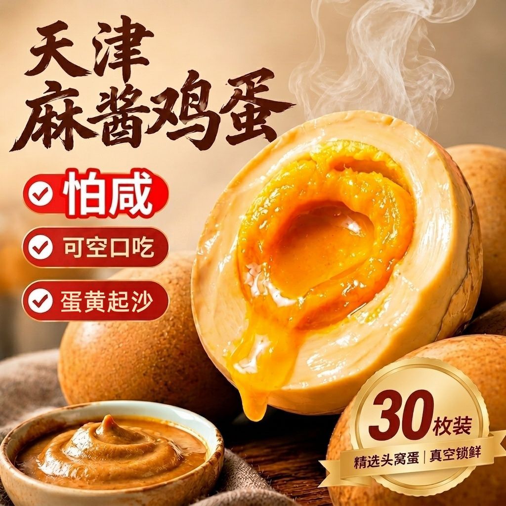 麻酱鸡蛋天津特产起沙开袋即食真空包装休闲零食解馋早餐健身健康