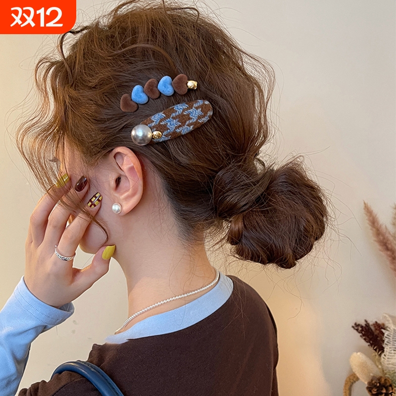 高级感发夹女爱心撞色侧边夹前额一字发卡碎发刘海夹秋冬新款头饰