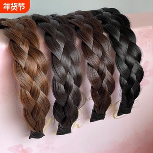 zooz鱼骨辫假发麻花辫子发箍宽版带齿防滑头饰压发头箍发