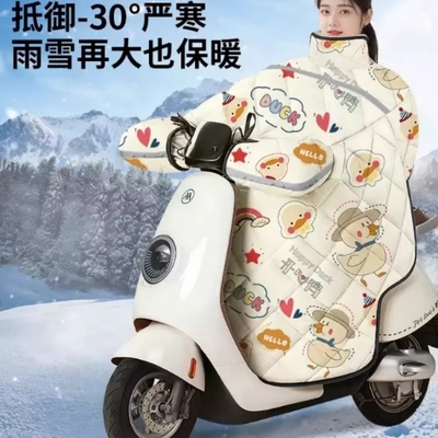 亲子款电动车挡风被开叉衩冬季双面防水加绒加厚电瓶儿童防风寒罩
