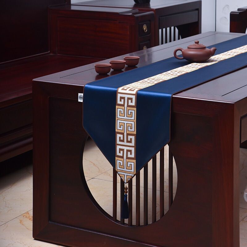 桌旗中式新中式茶几豪华桌旗中国风茶台桌餐桌电视柜长条盖布新款