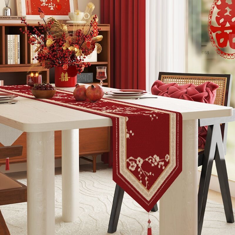 结婚喜庆桌旗2025婚房氛围感红色喜字茶席茶桌垫布餐桌茶几布桌布