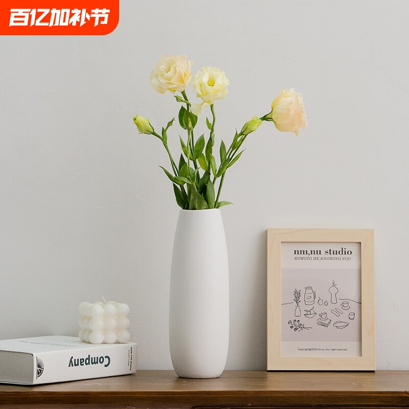 白色北欧创意简约装饰干花花瓶家居现代餐桌客厅插花摆件水培花器