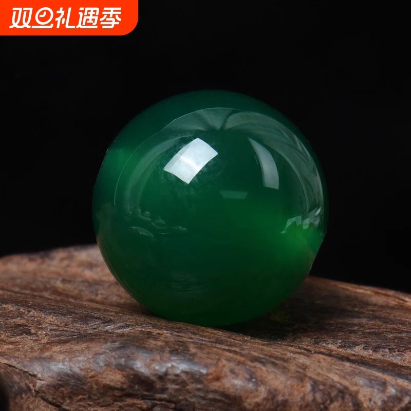 7a天然绿玛瑙散珠子半成品DIY水晶饰品配件绿色珠子编织手工单颗