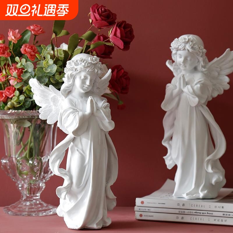 复古怀旧素描天使雕塑欧式小摆件家居客厅摆设房间生日礼物装饰品