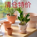 红陶花盆玛奇朵吸水透气朱顶红秋海棠陶土盆多肉绿植盆大口径特价