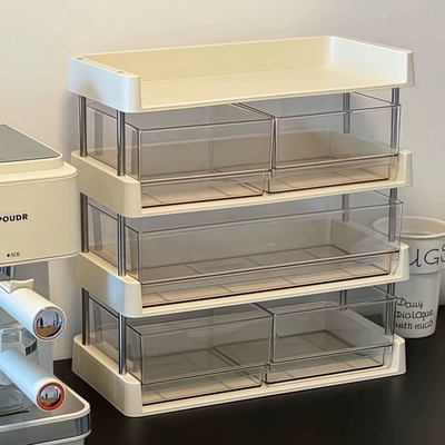 桌面杂物收纳盒简约ins风梳妆台化妆品柜置物架家用桌上整理神器