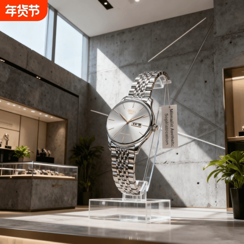 手表男款机械风全自动防水高级感全自动男表数字双日历防水腕表男