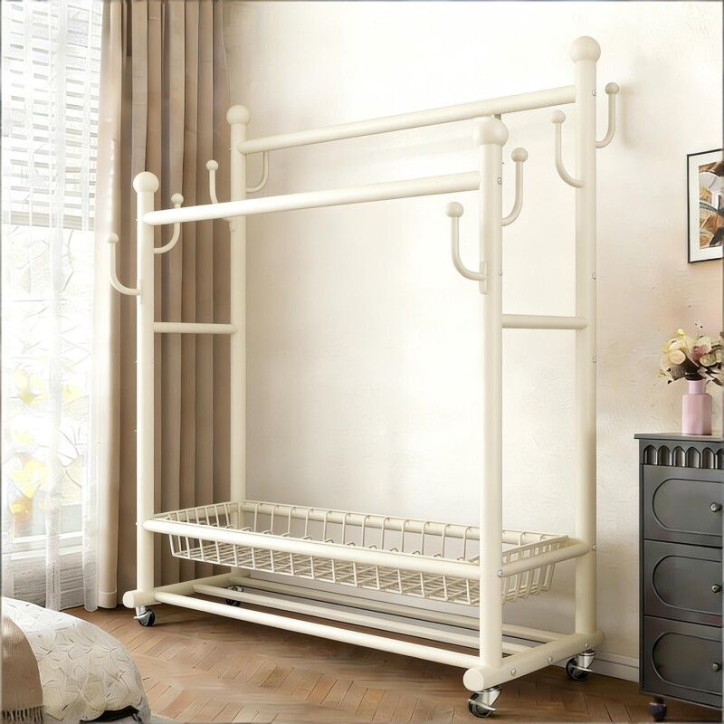 简易晾衣架落地家用卧室内阳台挂衣架可移动衣帽架子宿舍晾晒衣杆