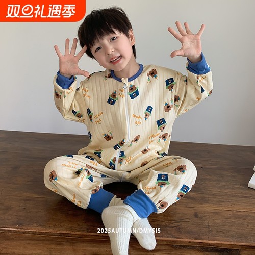 儿童连体睡衣纯棉春秋四季透气