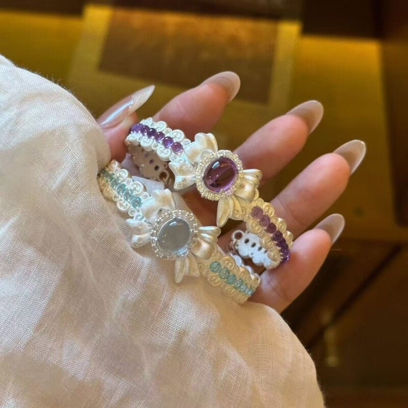 仲夏夜紫银色蝴蝶结手镯2026新款高颜值设计感气质精致百搭手饰女