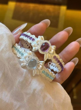 仲夏夜紫银色蝴蝶结手镯2026新款高颜值设计感气质精致百搭手饰女