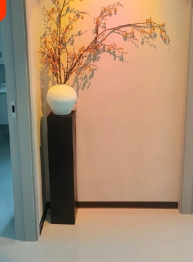 诧寂风实木方形花架客厅玄关落地摆件民宿复古木桩展示架原木花几