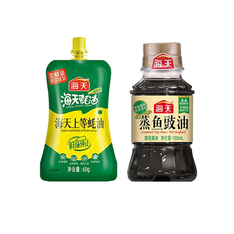 海天上等蚝油60g蒸鱼豉油100mLPET调料酱油家用炒菜袋装食用黄豆