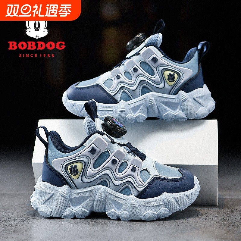 巴布豆男童鞋子2025秋冬新款男孩防滑纽扣耐磨防水皮面儿童运动鞋