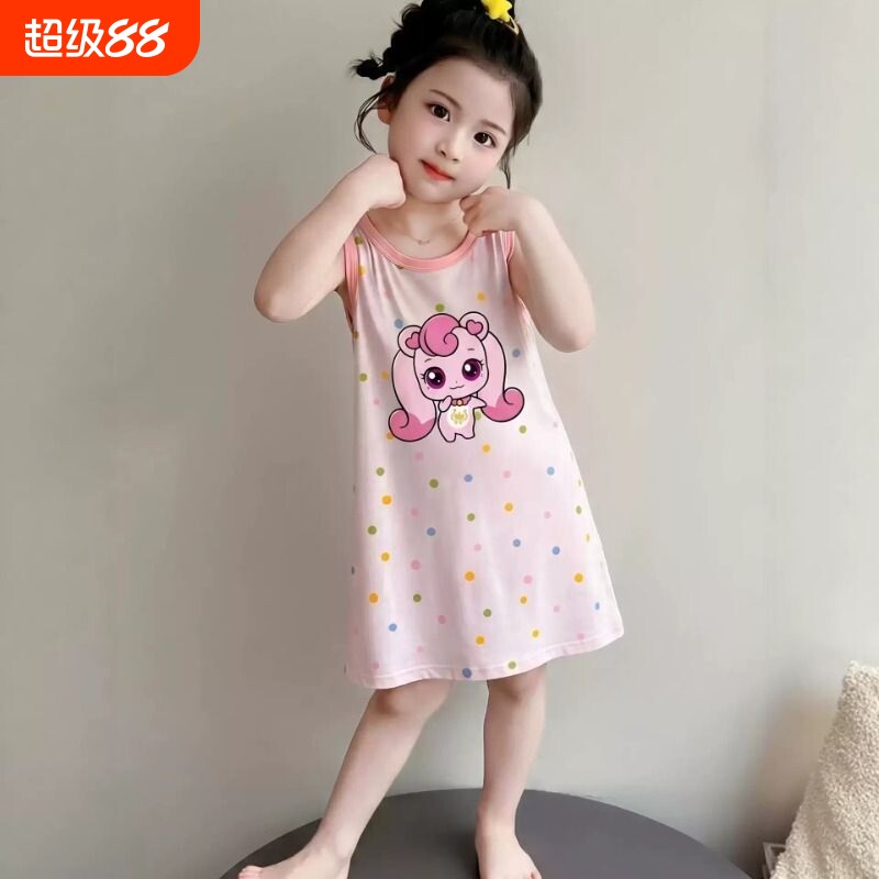 莫代尔女童睡裙2026夏季薄款无袖背心裙中大童儿童吊带家居服睡衣