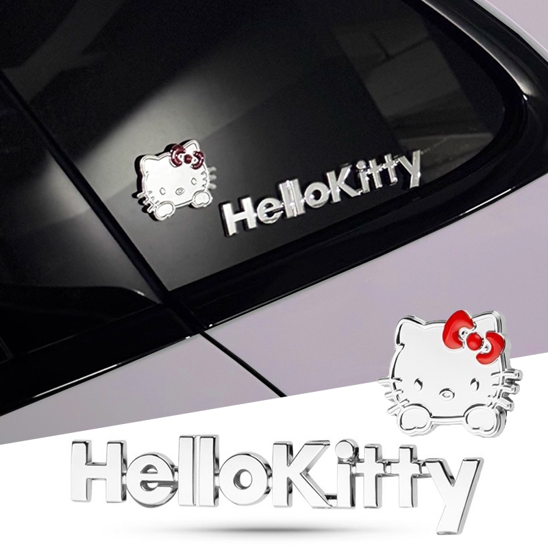 汽车个性车贴HelloKittyKT猫金属车标车身贴标侧标装饰标新款贴标