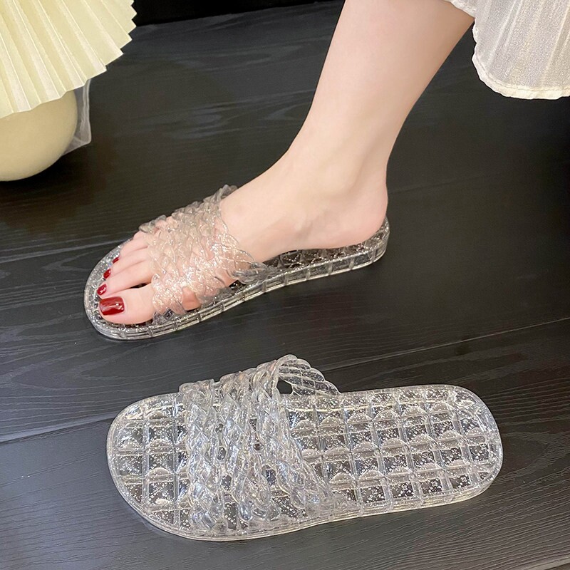 【不脚臭】水晶拖鞋女款夏透气防臭居家软底防滑P休闲耐磨平底