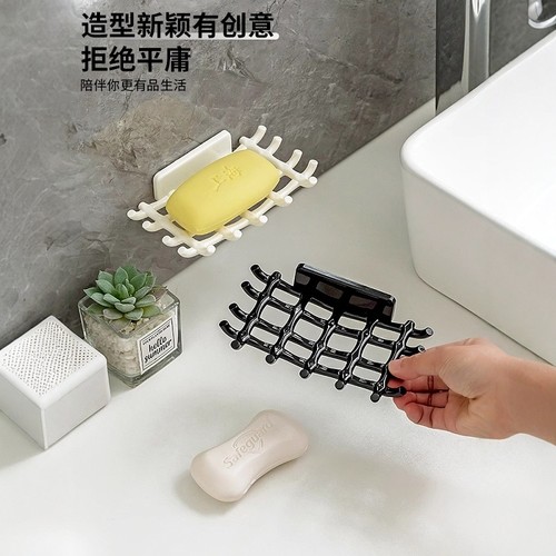 肥皂高档家用沥水香皂盒壁挂式卫生间多功能浴室置物架挂钩免打孔