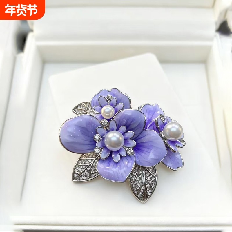 中国风牡丹花胸针高级感小众高档别针小香风轻奢优雅气质花卉胸花