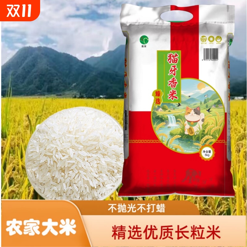正宗长粒猫牙米晚稻新米优质农家大米5kg精选家庭食用优质大米
