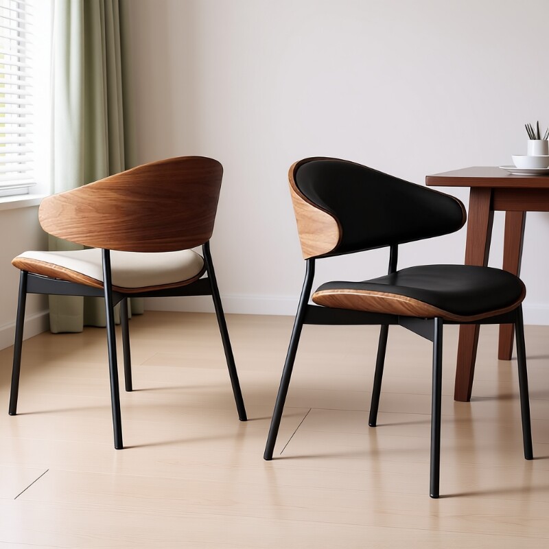 意式网红简约胡桃木伊姆斯椅子酒店餐厅咖啡厅轻奢意式实木餐桌椅