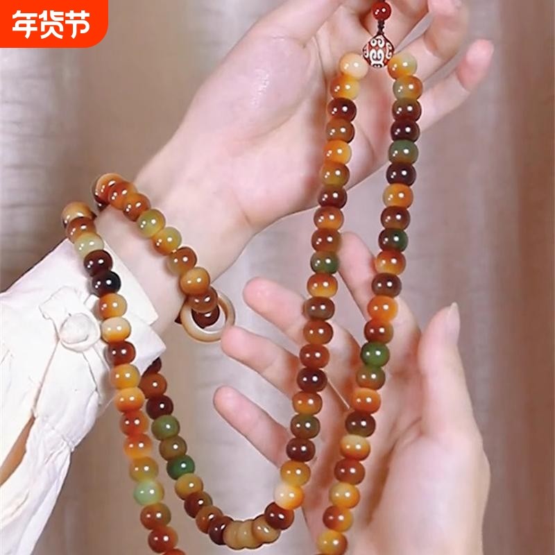 敦煌飞天菩提子文玩手持手串男女款风化菩提根手链108颗佛珠念珠