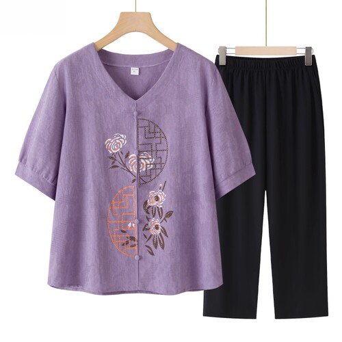 妈妈宽松休闲国风套装奶奶衣服