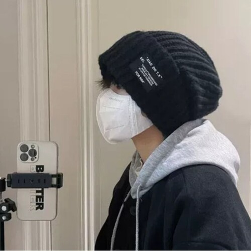 帽子男士秋冬潮毛线帽男款保暖百搭冷帽宽松大头围显脸小针织帽男