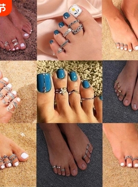 欧美沙滩风脚戒镂空爱心海豚星星