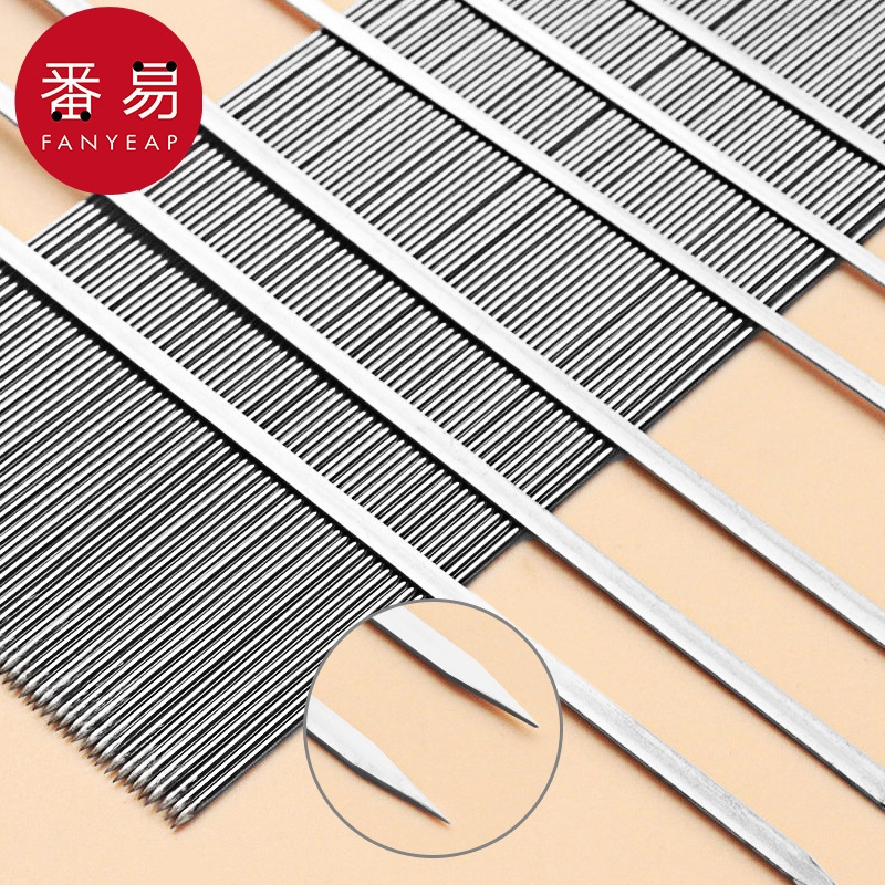 烧烤签B1pf0-不锈钢签子铁烤针签字羊肉烤串签家用烤肉铁钎