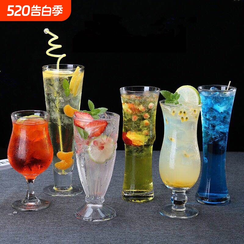 玻璃果汁杯 大号 饮料杯牛奶冷饮奶茶杯家用沙冰杯