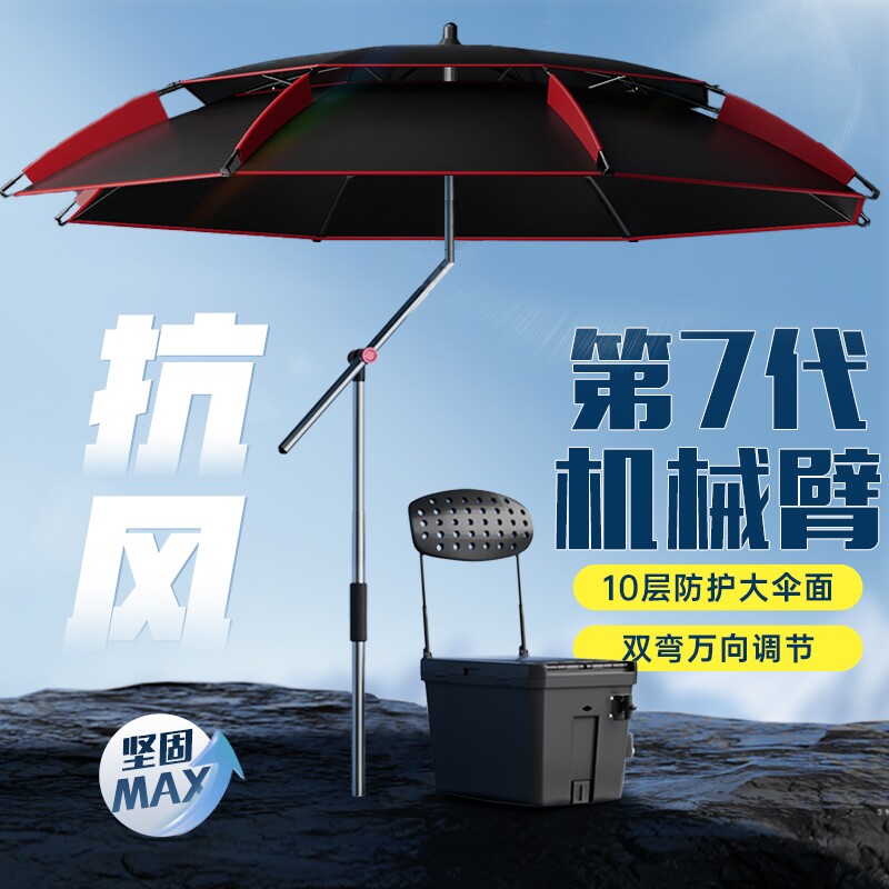 钓鱼伞2026新款加厚万向户外遮阳防雨大钓伞抗强风垂钓专用拐杖伞