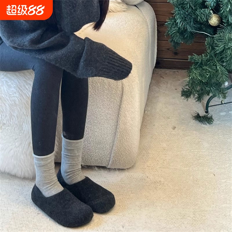 两穿勃肯鞋女2025新款秋冬加绒毛毛半拖鞋厚底一脚蹬豆豆棉鞋毛绒