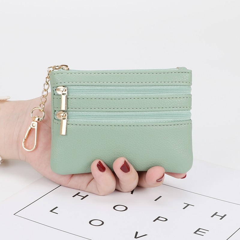 真皮质感拉链小钱包女时尚手拿迷你小包小巧钥匙包卡包硬币零钱包