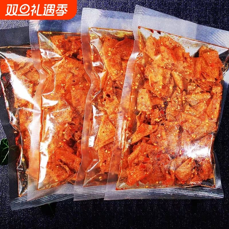 湖南特产手撕豆皮辣片儿时麻辣辣味零食小吃豆干网红辣条香辣特色
