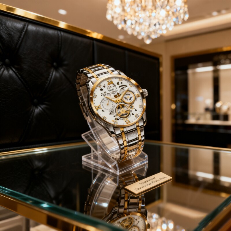 手表男款机械风全自动防水高级感全自动男表数字双日历防水腕表男