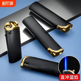黑色金属防风直冲肤感橡皮漆斜打打火机可充气印字商超批发火机