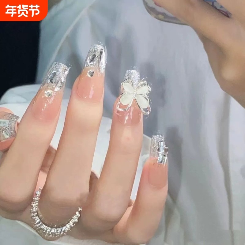 穿戴甲中长款穿戴高级感甲片大蝴蝶假美甲片固态蝴蝶结法式带钻,彩妆/香水/美妆工具,穿戴甲/甲片,淘宝优惠券,粉丝福利购,淘宝优惠卷