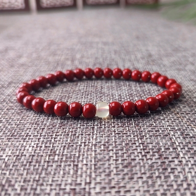 【岫玉】岫玉朱砂手链慈悲菩萨手链