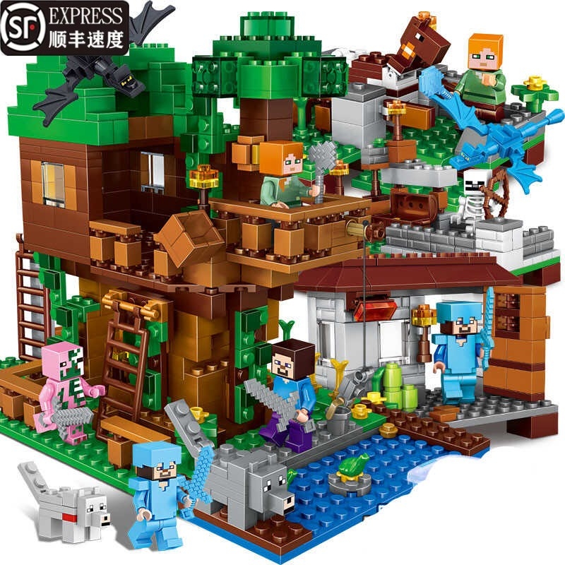 兼容乐高教育积木新品我的世界益智拼装儿童机关山洞村庄基地玩具
